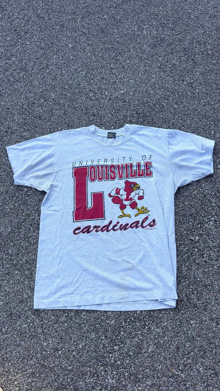 Synergism Vintage University of Louisville Cardinals T-Shirt Gray